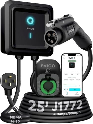 EVIQO Level 2 EV Charger J1772 connector and hardware view