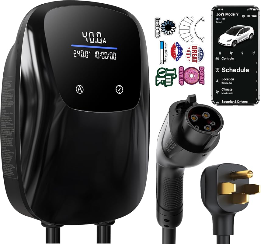 Tera J1772 electric vehicle charger ETL certified 40 amp 240V home EVSE with 25FT cable
