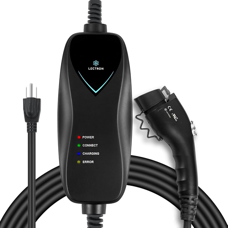 Lectron Level 1 EV charger with 120V NEMA 5-15 plug and 16 foot J1772 cable