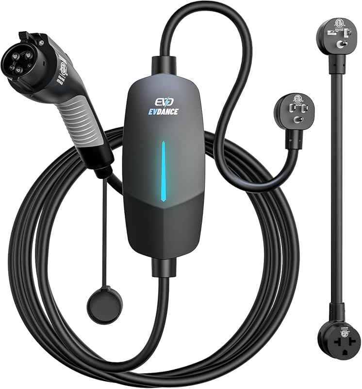EVDANCE Level 1 and 2 portable EV charger with 25 foot J1772 cable