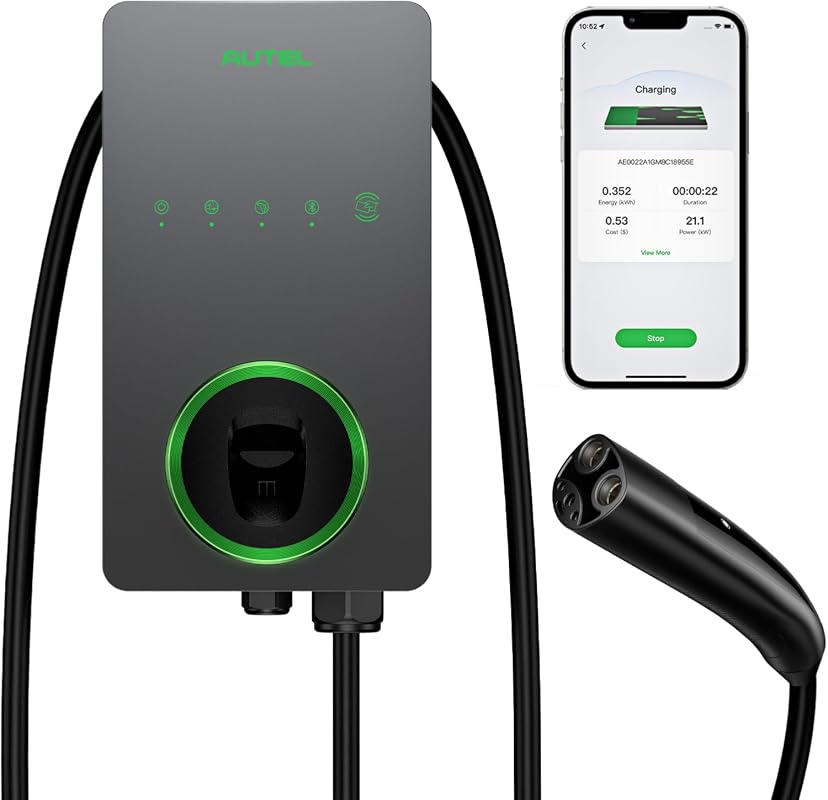 Autel 50A hardwired Level 2 smart home EV charger with NACS connector