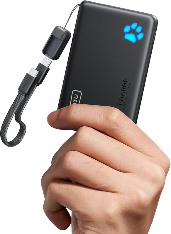 INIU slim 10000mAh 20W PD power bank with USB-C and USB-A ports