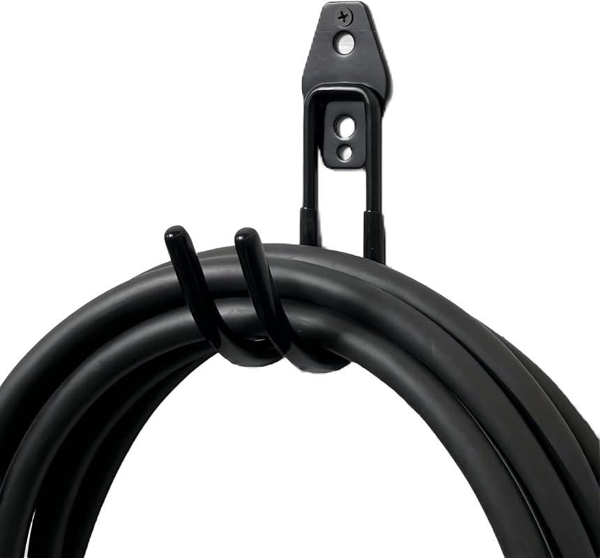 Maizengauto heavy-duty steel J-hook EV charger cable wall mount in black