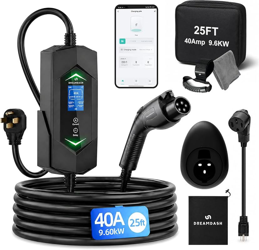 DREAMDASH 40A Level 2 EV charger with WiFi app control