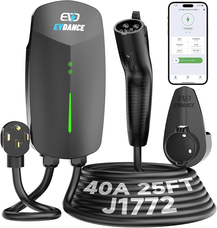 EVDANCE 40A smart WiFi Level 2 EV charger with IP65 weatherproofing