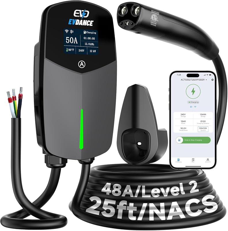 EVDANCE hardwired NACS Level 2 EV charger